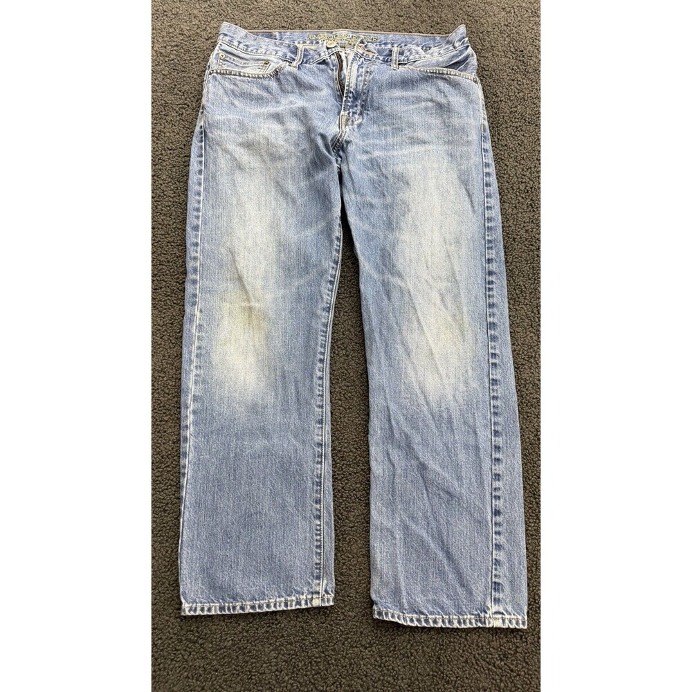American Eagle Jean Mens 34x30 Blue Denim Relaxed Fit 100% Cotton